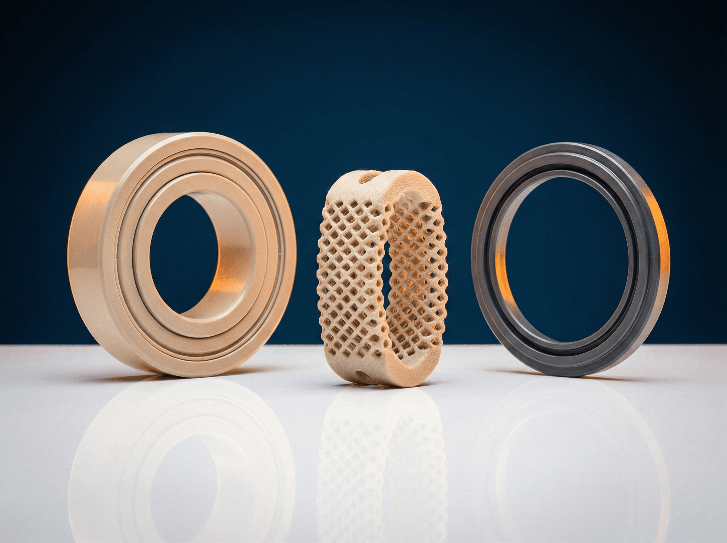 Linha de produtos PEEK: suporte estrutural aeroespacial reforçado com fibra de carbono, implante espinhal médico de cor natural e transportador de wafer semicondutor de precisão demonstrando extrema resistência térmica, biocompatibilidade e inércia química